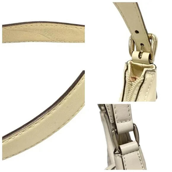 GUCCI Hysteria Crest / Shimmerline Cream Leather Shoulder Bag 515-060625